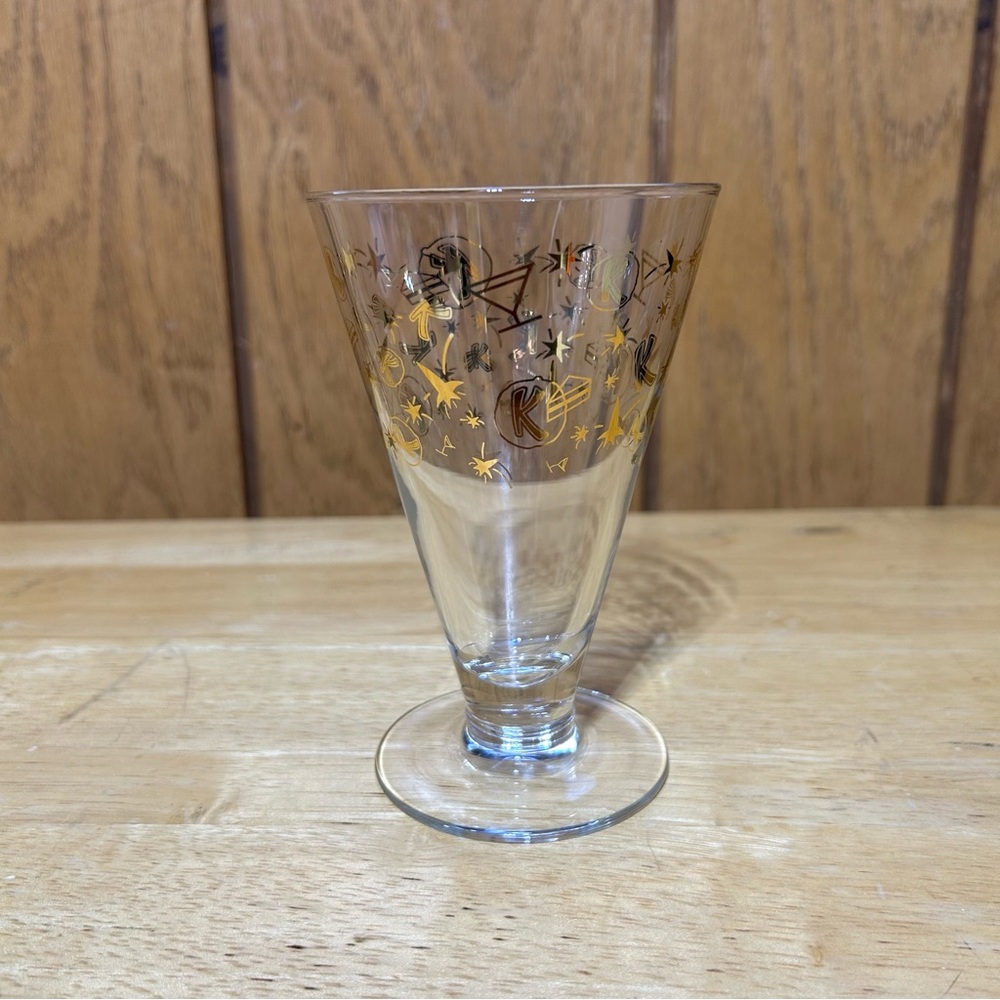 Vintage Kahlua Cocktail Mudslide Glass Gold Atomic Stars Barware NYE MCM 8oz